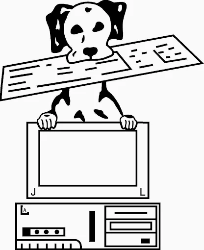 Cartoon illustration representing Dog Bytes Computers